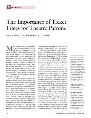 The Importance of Ticket Prices for Theatre Patrons