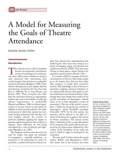 A Model for Measuring the Goals of Theatre Attendance