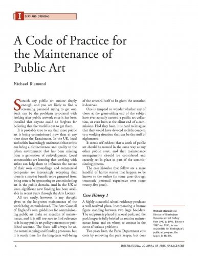 A Code of Practice for the Maintenance of Public Art