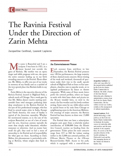 The Ravinia Festival Under the Direction of Zarin Mehta
