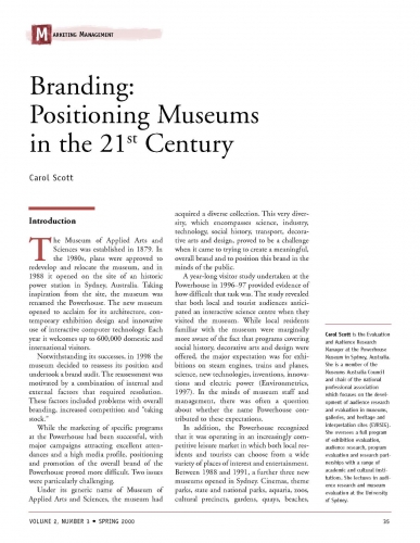 Branding: Positioning Museums in the 21st Century