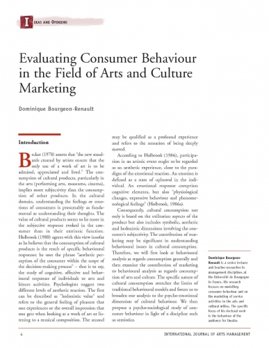 Evaluating Consumer Behaviour in the Field of Arts and Culture Marketing