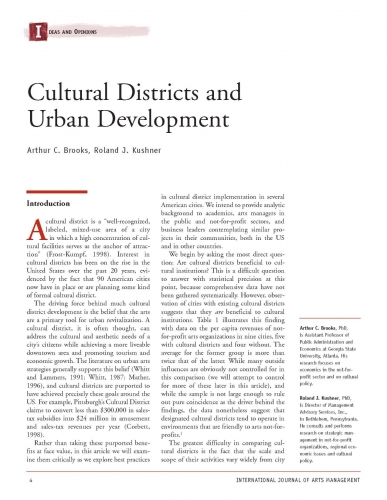 Cultural Districts and Urban Development