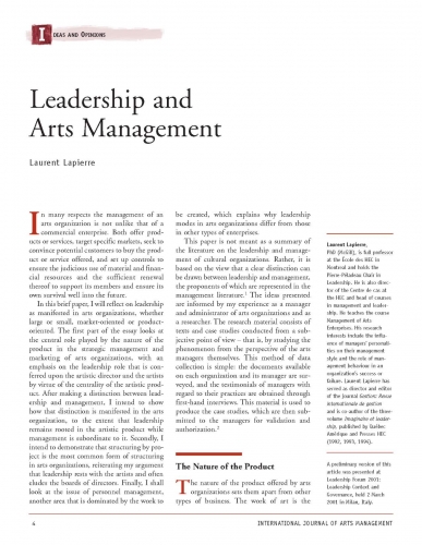 Leadership and Arts Management