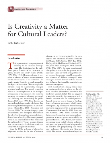 Is Creativity a Matter for Cultural Leaders?