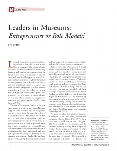 Leaders in Museums: Entrepreneurs or Role Models?
