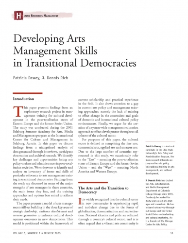 Developing Arts Management Skills in Transitional Democracies
