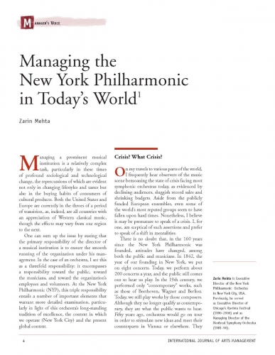 Managing the New York Philharmonic in Today’s World