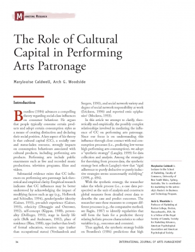 The Role of Cultural Capital in Performing Arts Patronage