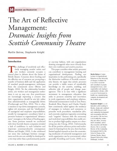 The Art of Reflective Management: Dramatic Insights from Scottish Community Theatre