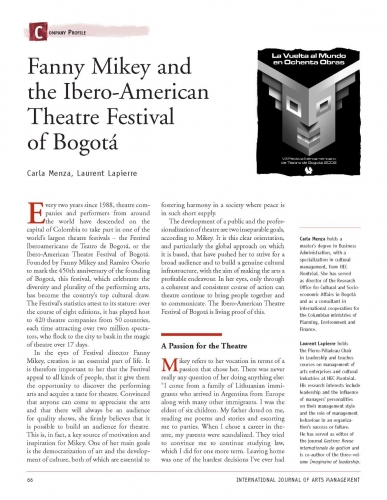 Fanny Mikey and the Ibero-American Theatre Festival of Bogotá