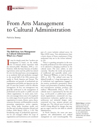 From Arts Management to Cultural Administration
