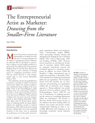 The Entrepreneurial Artist as Marketer: Drawing from the Smaller-Firm Literature