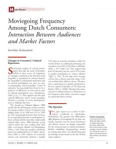 Moviegoing Frequency Among Dutch Consumers: Interaction Between Audiences and Market Factors