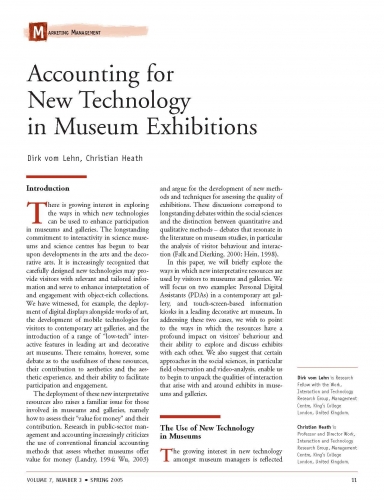 Accounting for New Technology in Museum Exhibitions