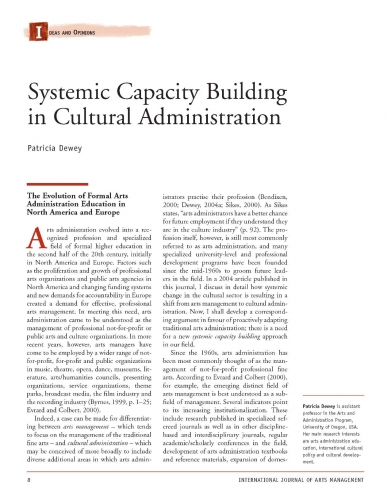 Systemic Capacity Building in Cultural Administration