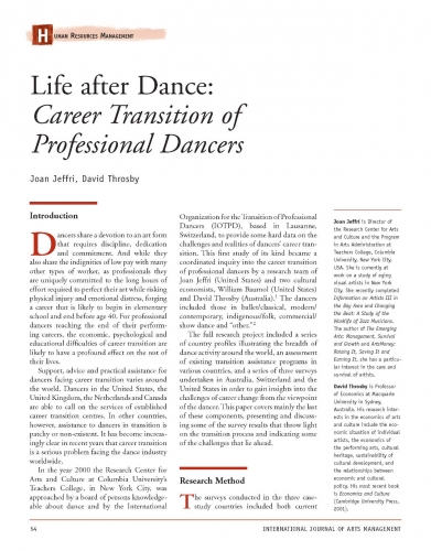 Life after Dance: Career Transition of Professional Dancers