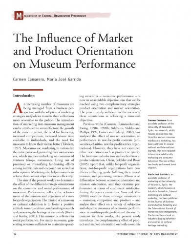 The Influence of Market and Product Orientation on Museum Performance