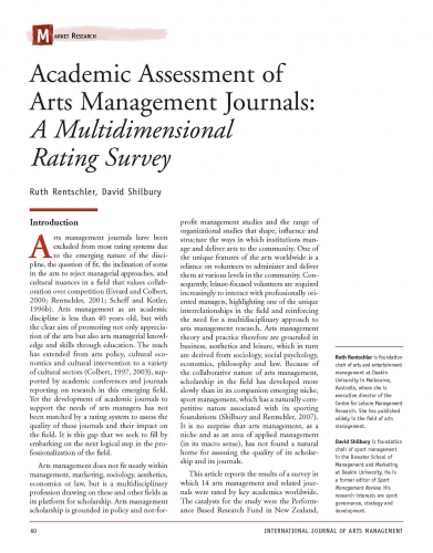 Academic Assessment of Arts Management Journals: A Multidimensional Rating Survey