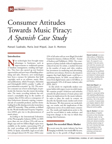 Consumer Attitudes Towards Music Piracy: A Spanish Case Study