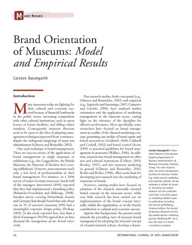 Brand Orientation of Museums: Model and Empirical Results