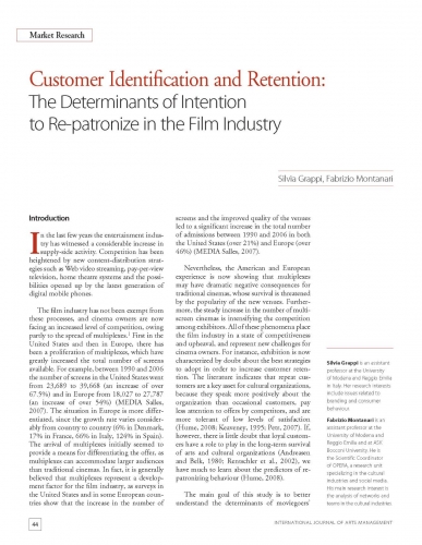 Customer Identification and Retention: The Determinants of Intention to Re-patronize in the Film Industry