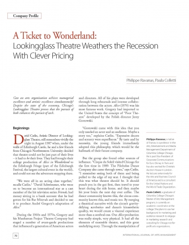 A Ticket to Wonderland: Lookingglass Theatre Weathers the Recession With Clever Pricing