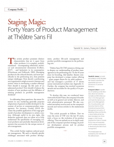 Staging Magic: Forty Years of Product Management at Théâtre Sans Fil