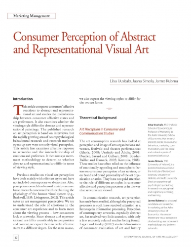 Consumer Perception of Abstract and Representational Visual Art