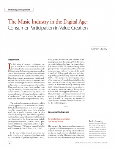 The Music Industry in the Digital Age: Consumer Participation in Value Creation
