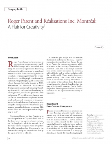 Roger Parent and Réalisations Inc. Montréal: A Flair for Creativity