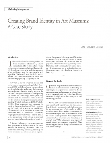 Creating Brand Identity in Art Museums: A Case Study