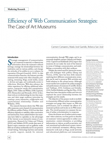 Efficiency of Web Communication Strategies: The Case of Art Museums