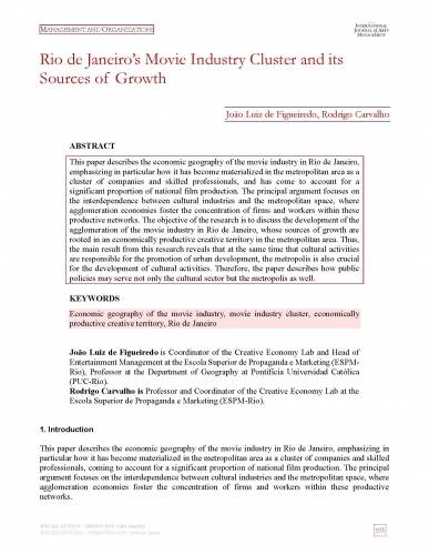 Rio de Janeiro’s Movie Industry Cluster and its Sources of Growth