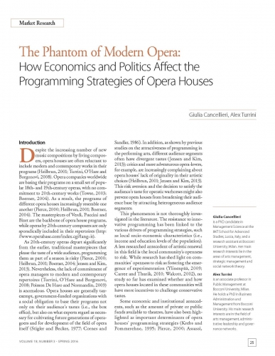 The Phantom of Modern Opera: How Economics and Politics Affect the Programming Strategies of Opera Houses