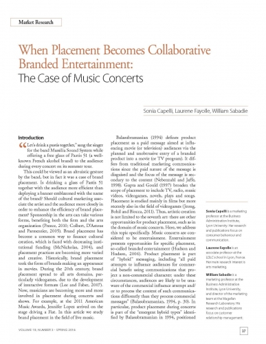 When Placement Becomes Collaborative Branded Entertainment: The Case of Music Concerts