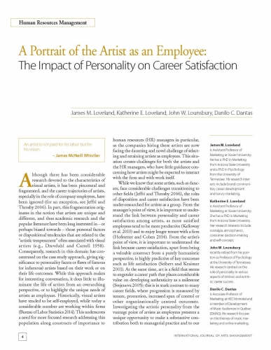 A Portrait of the Artist as an Employee: The Impact of Personality on Career Satisfaction