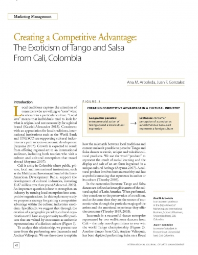 Creating a Competitive Advantage: The Exoticism of Tango and Salsa From Cali, Colombia