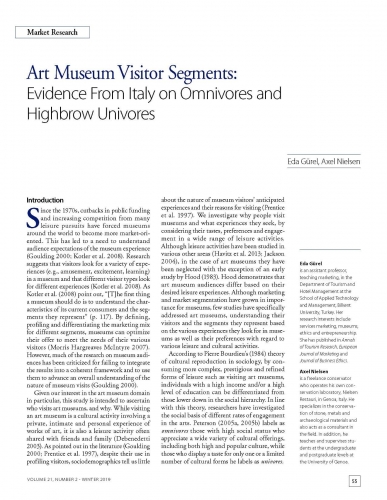 Art Museum Visitor Segments: Evidence From Italy on Omnivores and Highbrow Univores