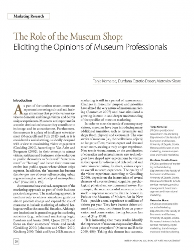 The Role of the Museum Shop: Eliciting the Opinions of Museum Professionals