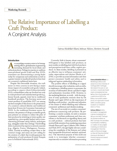 The Relative Importance of Labelling a Craft Product: A Conjoint Analysis