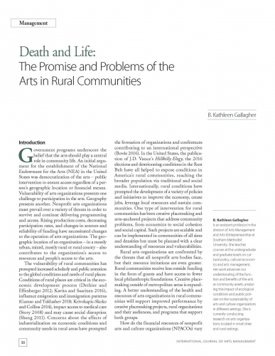 Death and Life: The Promise and Problems of the Arts in Rural Communities